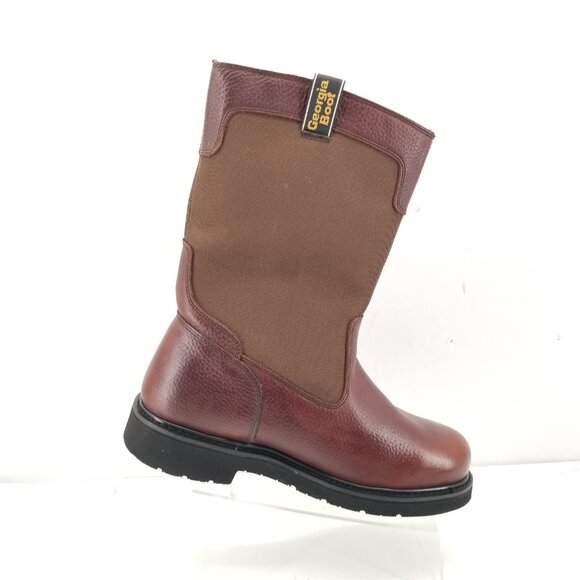 Georgia Boot Brown Leather W/Proof  Round Soft Toe Work Boots GB00036   13 Wide - Picture 6 of 13